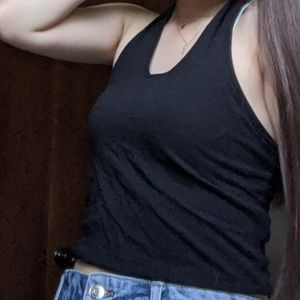 black halter crop top